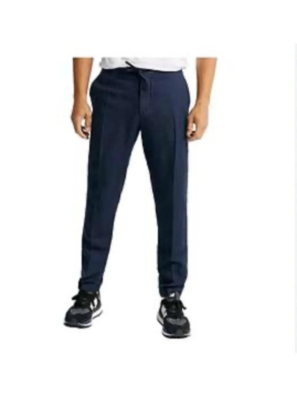 J Lindeberg Sasha Drape Linen Pants‎ Mens 32x30 Navy Elastic Waist Slim Fit NWT